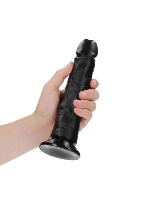 Išlenktas realistiškas dildo su siurbtuku – 22.5 cm (9″) – Juodas Photo