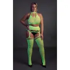 Divdaļīgs komplekts ar crop top topiņu, zeķēm un zeķturi – rozā – XL/4XL — Foto 6