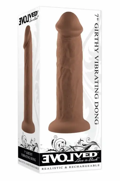 EVOLVED 7 Inch Girthy вибрирующий дилдо – тёмный телесный – перезаряжаемый силиконовый – на присоске