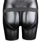 Teksturēts izliekts dobs strap-on – metāliskais (gunmetal) Foto 4