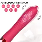 Soojendav G-punkti vibraator liikuva keelega – USB laetav – roosa — Foto 2