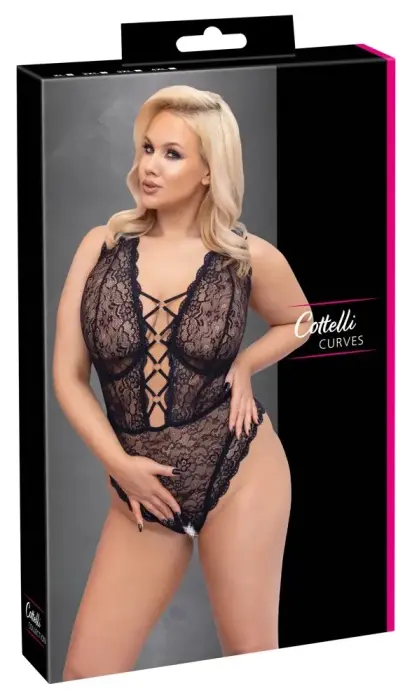 Cottelli Curves Body Lace Bodysuit – Black – XL