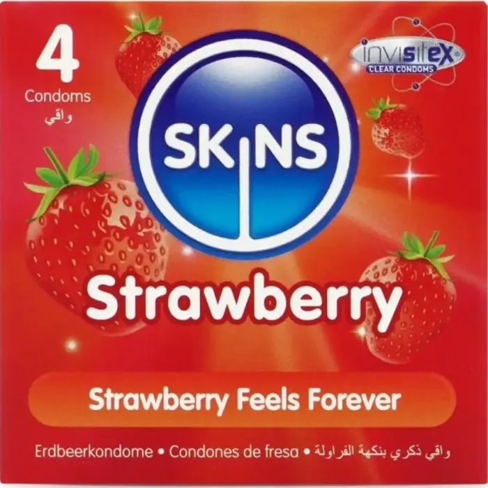Skins Strawberry Premium Latex Condoms – 4 pcs.