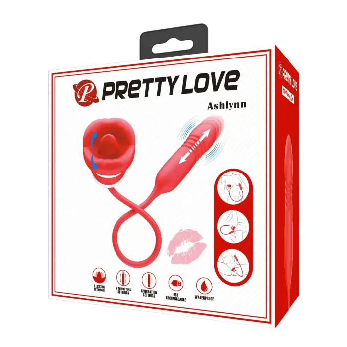 Pretty Love Ashlynn – вибратор в форме губ – 5 режимов вибрации, 5 толчков, 5 лизания