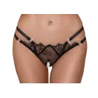Cottelli Lingerie Eyelash Lace String with Rhinestone Rings and Open Crotch – Black – M/L — Photo 2