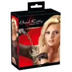 Faux Leather Heart-Stitched Handcuffs – Black/Red — Photo 1