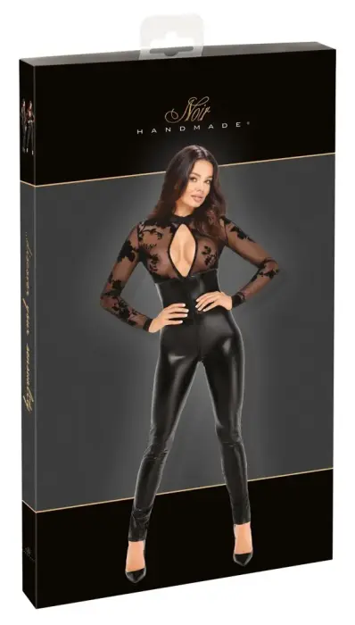 Noir Velvet-Flocked Jumpsuit – Black – M