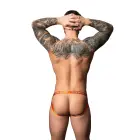 Male Power Uplift Jockstrap with Boneyard Cock Ring – Grey/Orange – S/M — Photo 1