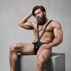 Fetish Submissive Attitude Men's Adjustable V-Shape Eco-Leather Harness — Photo 9