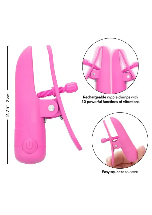 Nipplettes uzlādējamās knupīšu skavas – rozā Foto 3