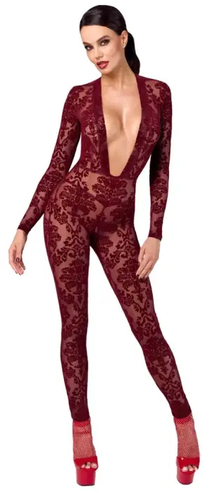 Noir Kink Royal Catsuit – Burgundy – XL