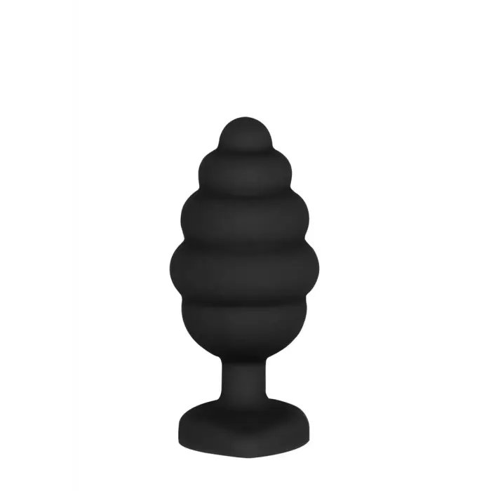 Rievots dimanta sirds anālais spraudnis – M – Melns Foto 3