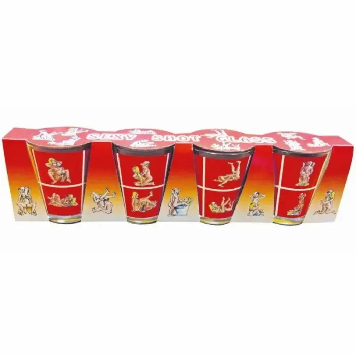 Diablo Picante stikla šausu komplekts – 4 daļu Kama Sutra ballīšu izdevums