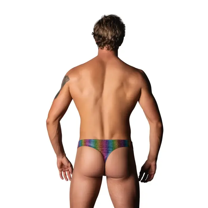 Male Power Thong with Pouch and Cock Ring – Rainbow – S/M
