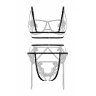 Christine Kinky Fiercy – 3-osaline harness sukahoidjakomplekt – rihmad ja lilleline disain – must – S/M — Foto 5