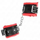 KINK тяжелые фиксаторы для запястий с красным искусственным мехом – чёрные/красные – 20-30 см — Фото 2