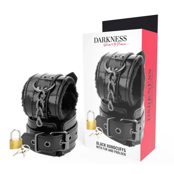 Darkness reguleeritavad mustad nahast käerauad tabalukuga Premium Design