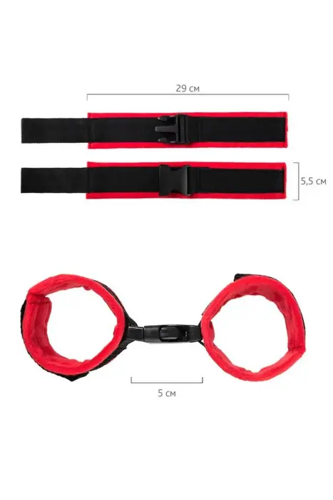 Anonymo handcuffs, velour, red, 29 cm Foto 5