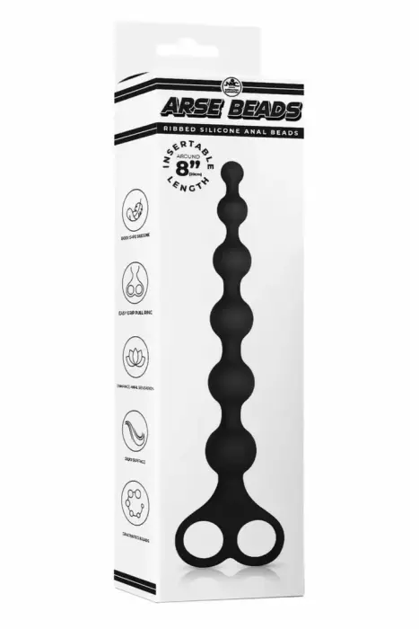 NMC 8 Inch Ribbed Silicone Beads – black – flexible graduated design – 20 cm