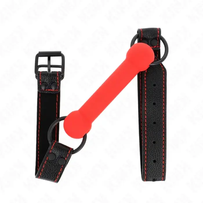 KINK Bone Gag Red with Adjustable Vegan Leather Strap 41-57 cm