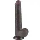 LoveToy Sliding Skin Dual Layer Dong – realistiškas dviejų sluoksnių dildo – TPE – juodas – 22,9 cm — Nuotrauka 3