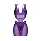 Vibres – 2-daļīgs lingerie kleita un stringi ar regulējamiem dubultsiksniņām – violets – izmērs S/M — Foto 3