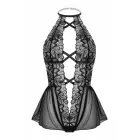 Christine Liza – halterneck floral lace cut-out teddy, open back – black – S/M — Photo 4