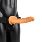 RealRock vibrējošs dobs strap-on vibrators – 24.5 cm (10″) – miesas krāsā — Foto 2