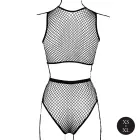 2 Pc Crop Top and Pantie Set with Mesh Structure – Black – One Size — Photo 8