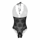 Christine Rose – halterneck textronic ziedu mežģīņu body ar atvērtu starpi – melns – L/XL — Foto 6