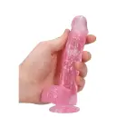Reālistisks dildo ar sēkliniekiem un piesūcekni – 17 cm (6.7″) – Caurspīdīgs Foto 6