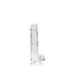 Reālistisks dildo ar sēkliniekiem un piesūcekni – 15 cm (6″) – Caurspīdīgs — Foto 7