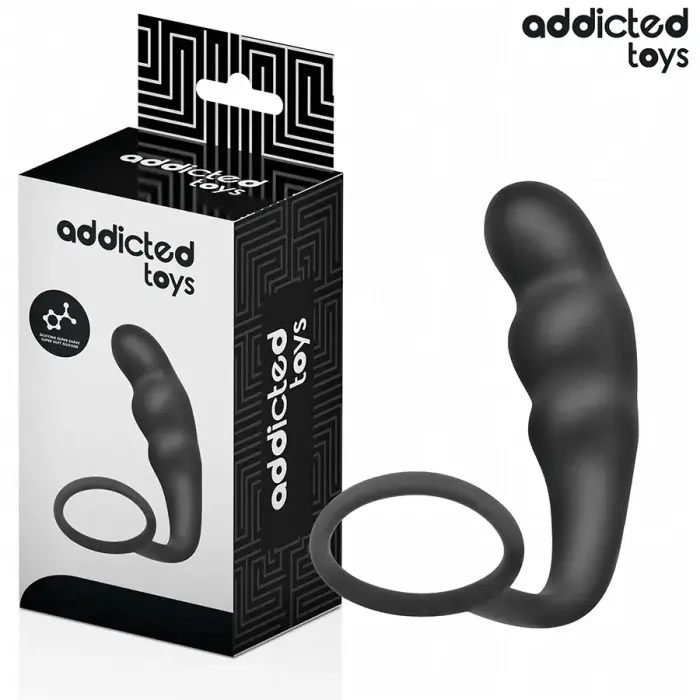 Addicted Toys silikoninis intymus analinis kištukas su žiedu Model 4 – 9 cm – Juodas