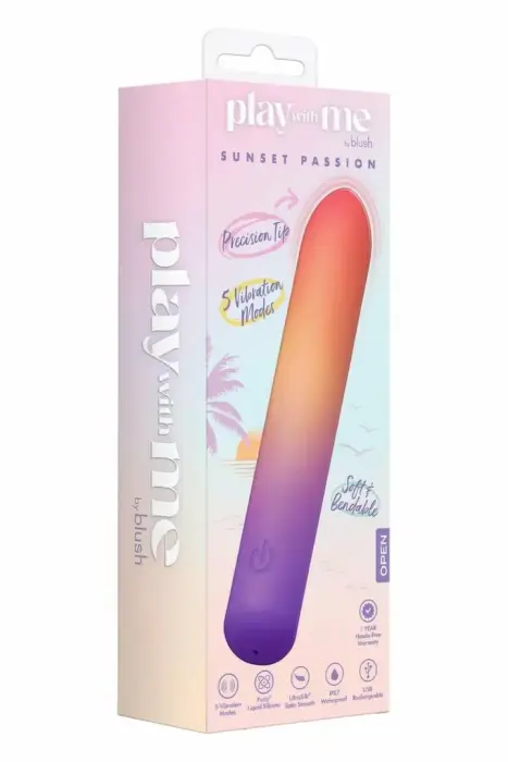 Play With Me Sunset Passion Bullet – компактный силиконовый вибратор с 5 режимами – водонепроницаемый – USB