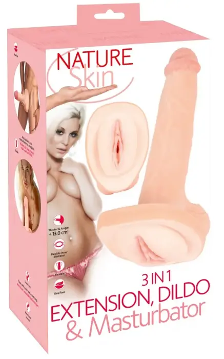 Nature Skin 3in1 reālistisks dildo – 31 cm (12.2″) – Miesas krāsa