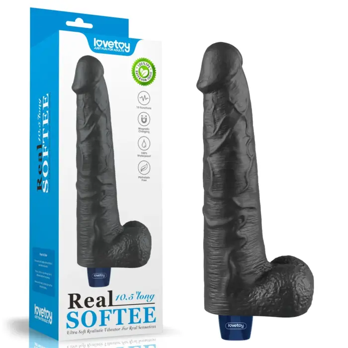 REAL SOFTEE перезаряжаемый вибрирующий дилдо – 26.5 cm (10.5″) – Черный