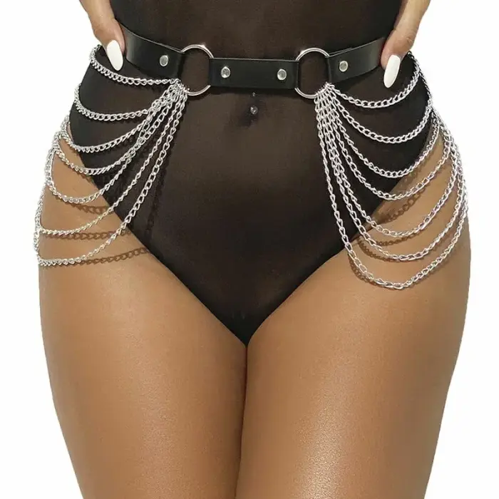 Subblime – leather chain belt – black – one size