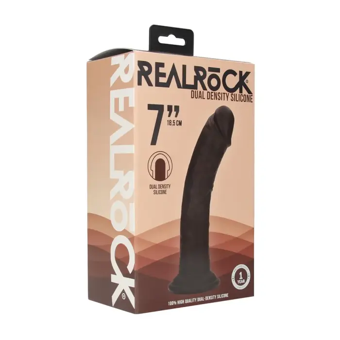 Divu blīvumu silikona izliekts reālistisks dildo ar piesūcekni – melns – 18,5 cm