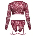 Cottelli CURVES Red Lace Velvet Top & Suspender Briefs Set – XL — Photo 6