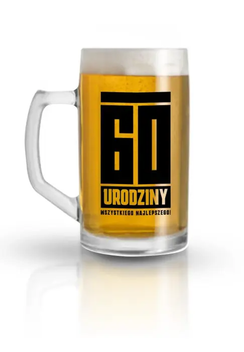 Funny Beer stikla kauss 500 ml – "60 urodziny" (60. dzimšanas diena)