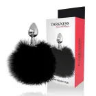 Darkness – silikoninis analinis kaištis su dirbtinio kailio uodega – juodas – 7 cm — Nuotrauka 1