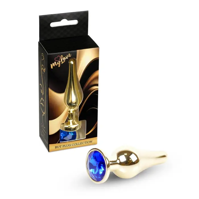 MyLove Toys Jewellery Gold анальная пробка – 9.5 cm – Синяя