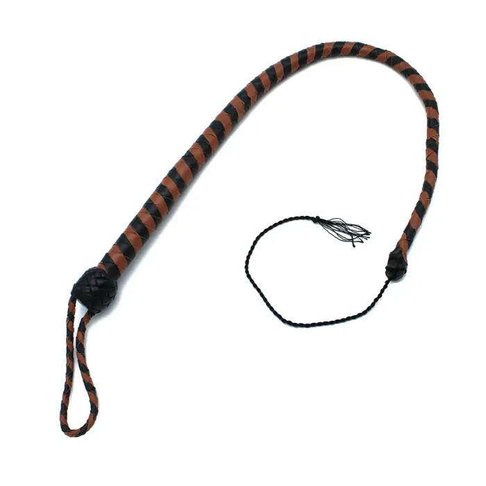 Leather Whip Black & Brown – 90 cm