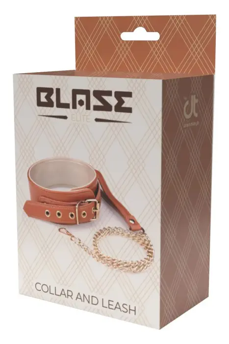 Blaze Elite ошейник из искусственной кожи с цепочкой – коричневый