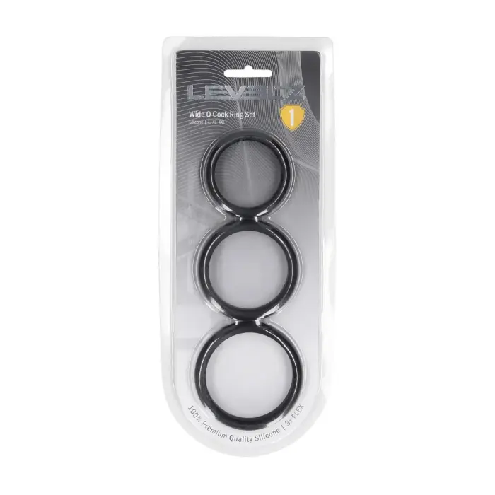 LEVELZ Wide O Silicone Ring Set L/XL/XXL Black – 3-Pack