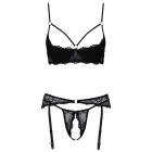 Cottelli Lingerie 3-daļīgs melns mežģīņu komplekts 85B/L ar mirdzošiem dekoriem — Foto 7