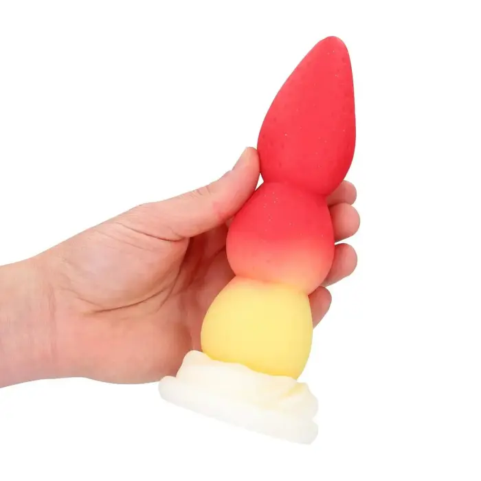 Fiction Cock Whipped Berry – šķidrā silikona fantāzijas aizbāznis – sarkans/dzeltens – 18 cm