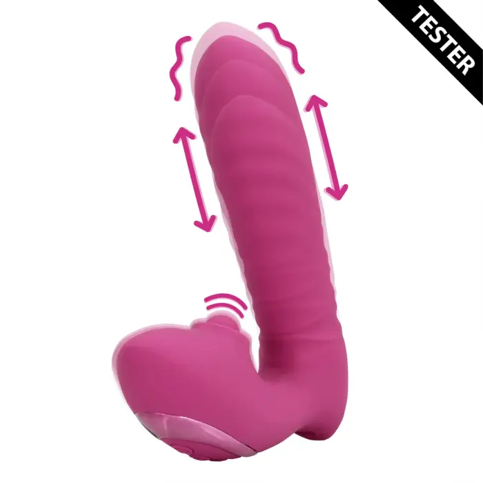 Jaudīgs vibrators ar kustību un piesitieniem – rozā Foto 9