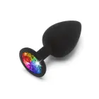 Rainbow Booty Jewel Anal Plug – L – Black — Photo 1