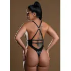 Wetlook Bodysuit With Zipper – Black – L/XL — Photo 3